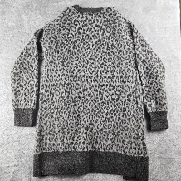 Lucky Brand Wool Blend Long Cardigan Leopard Print Women's Size Small - Picture 10 of 13